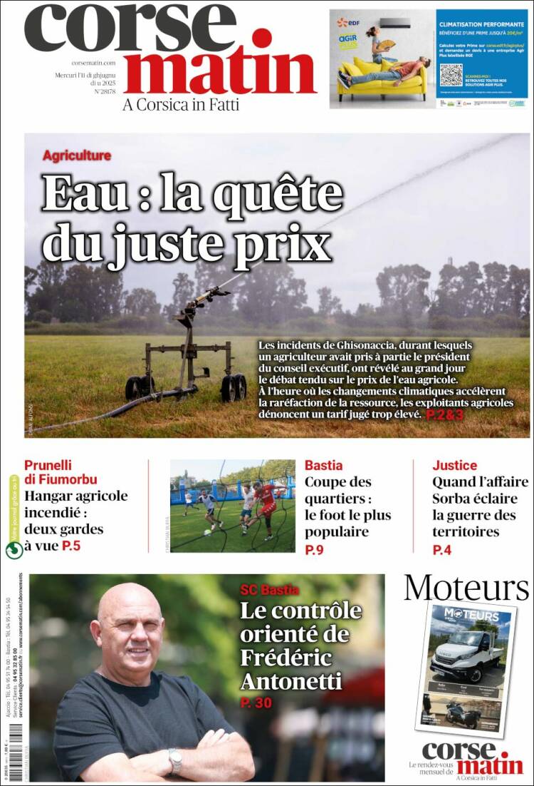 Portada de Corse-Matin (Francia)
