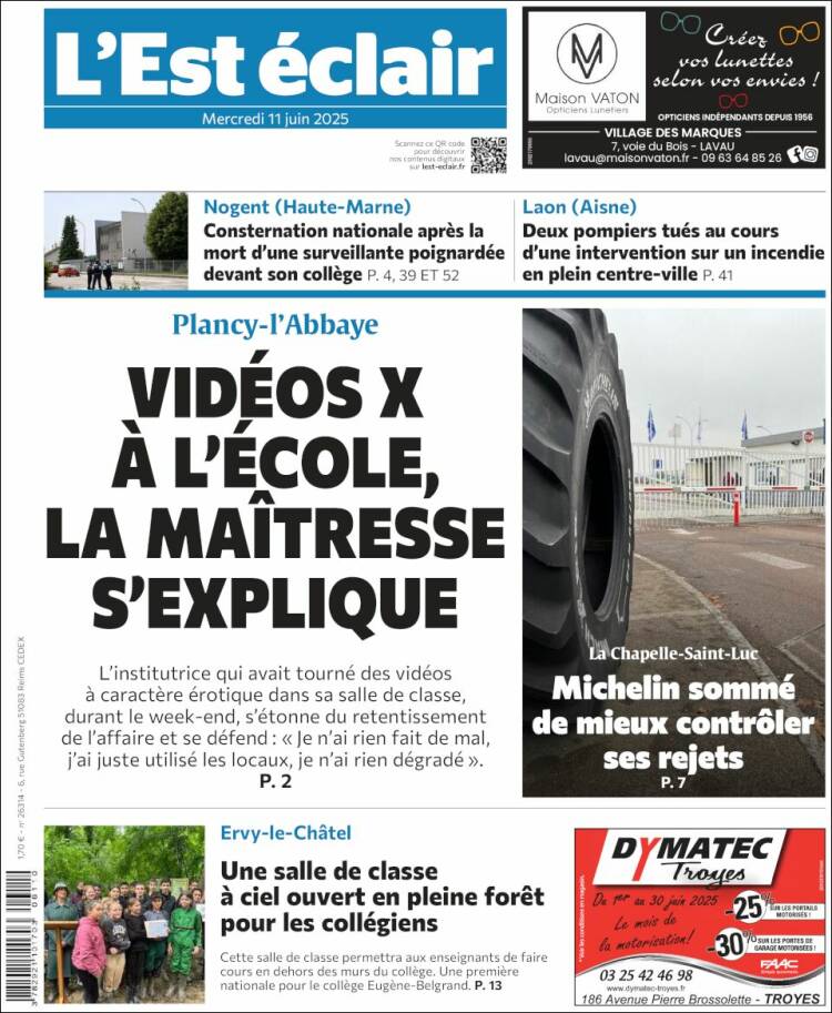 Portada de L'Est Eclair (Francia)