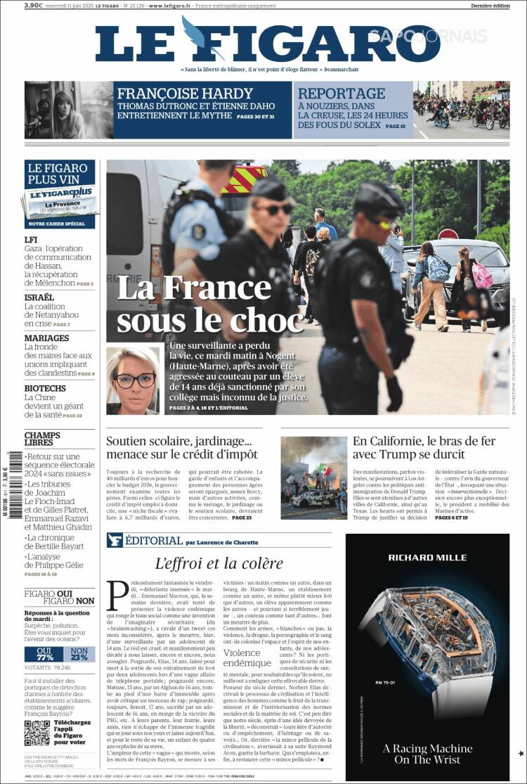 Portada de Le Figaro (Francia)