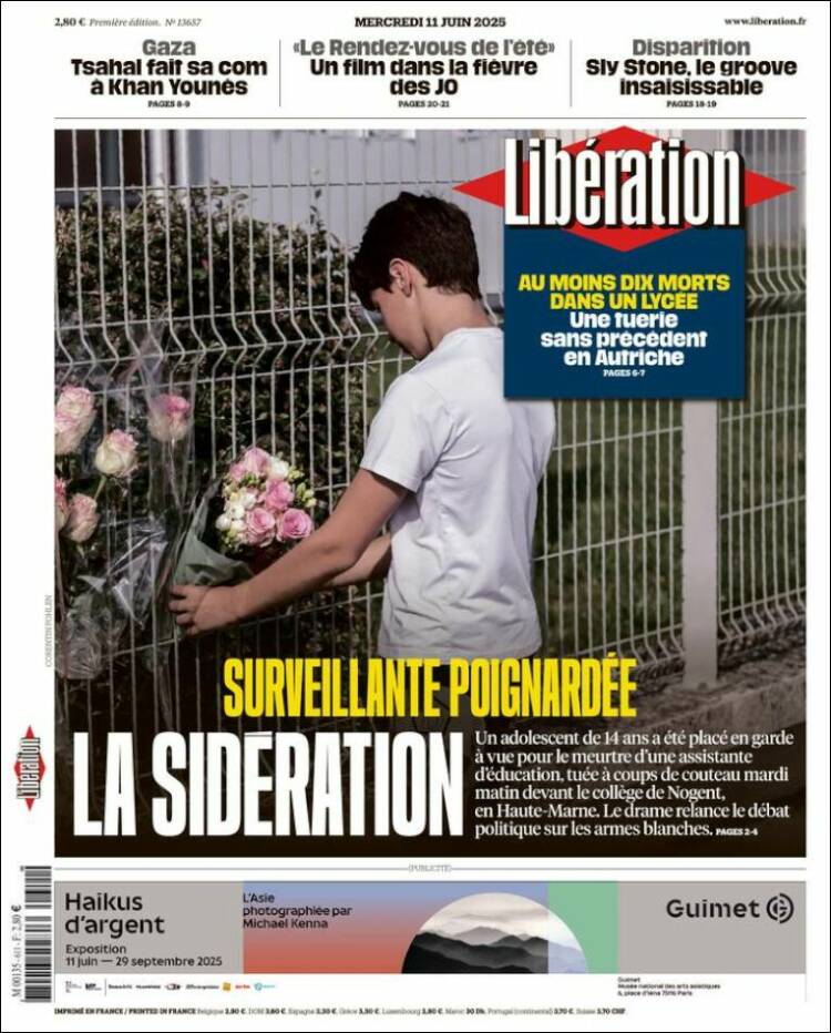 Portada de Libération (Francia)
