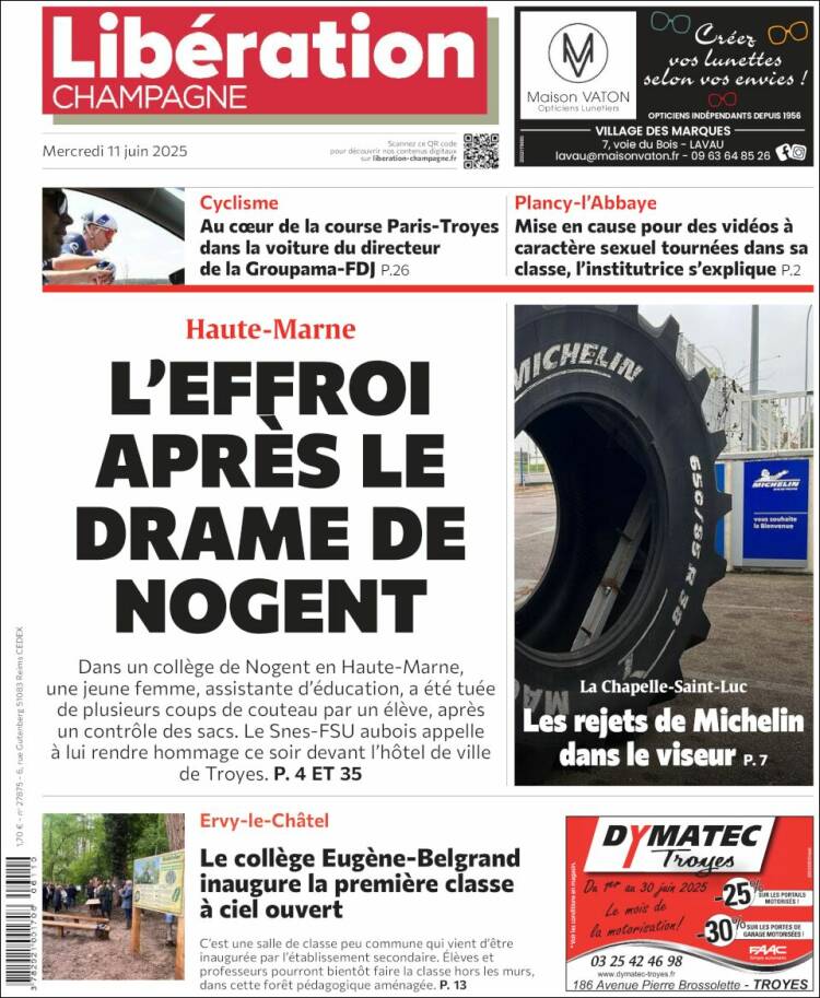 Portada de Libération Champagne (Francia)
