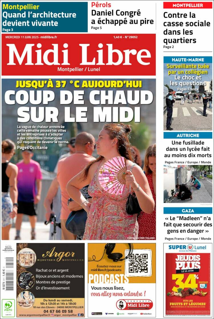 Portada de Midi Libre (Francia)