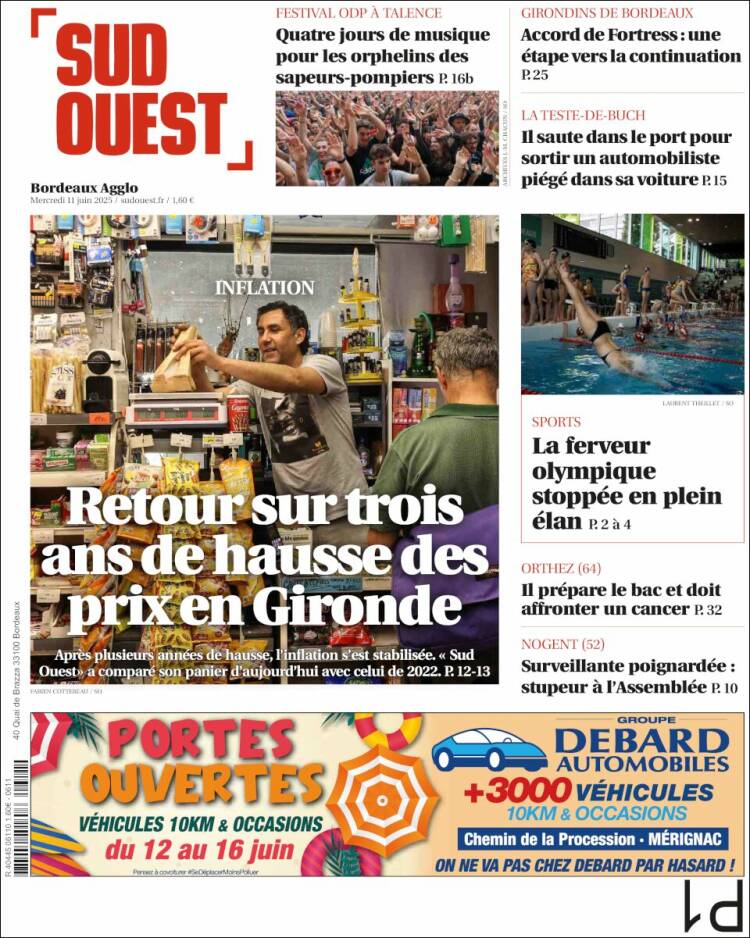 Portada de Sud Ouest (Francia)