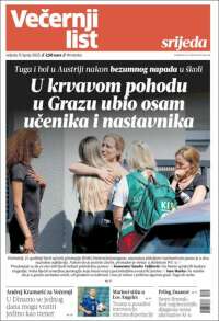 Portada de Večernji (Croacia)