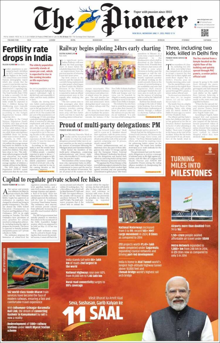 Portada de The Pioneer (India)