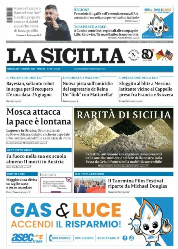 Portada de La Sicilia (Italia)