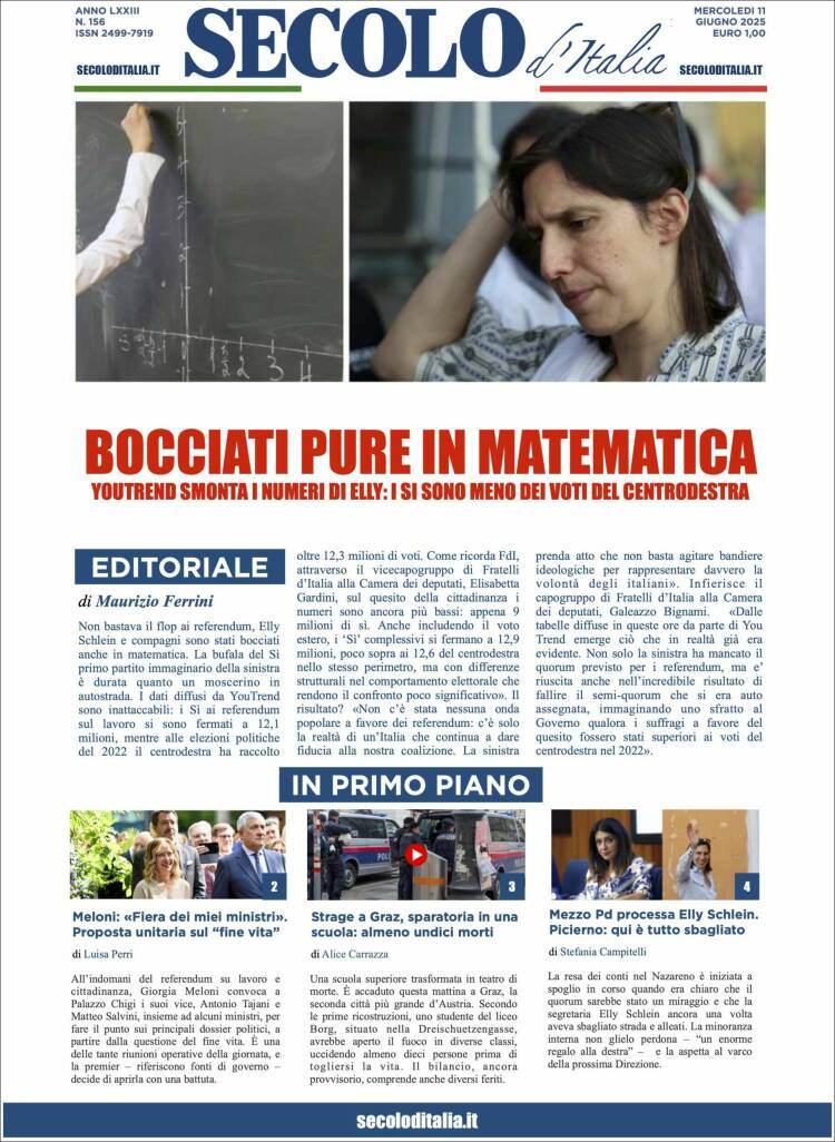 Portada de Secolo d'Italia (Italia)