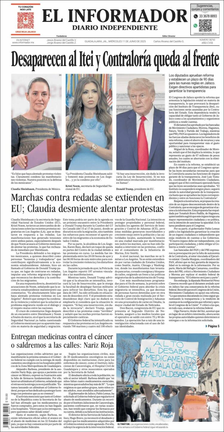 Portada de El Informador (México)