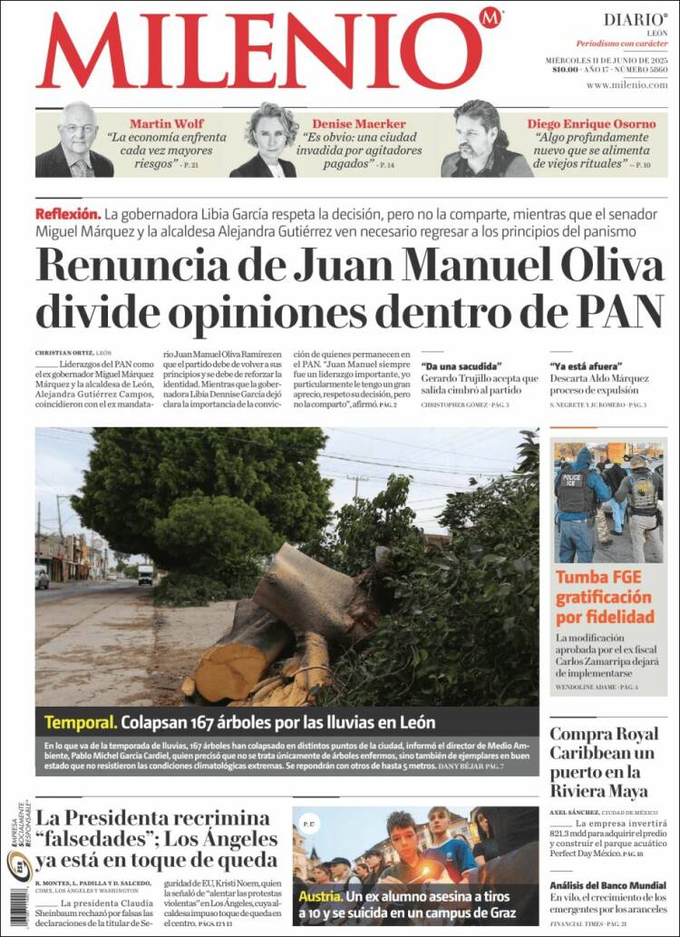 Portada de Milenio de León (México)