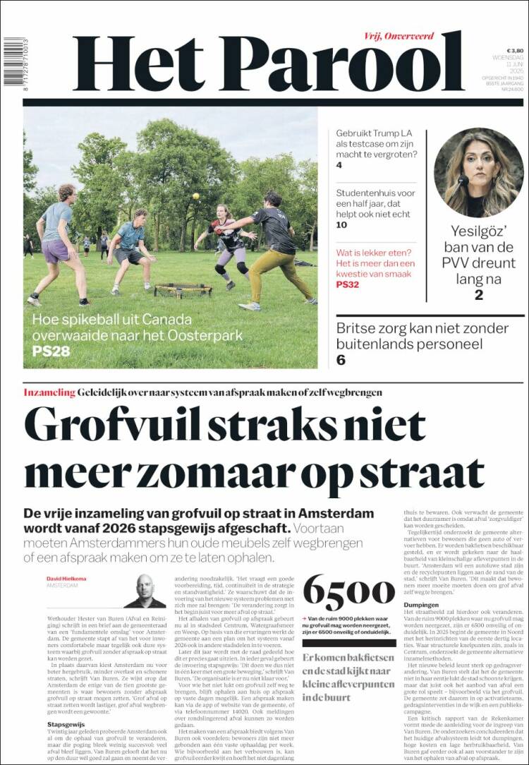 Portada de Het Parool (Países Bajos)