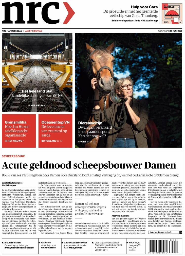 Portada de NRC Handelsblad (Países Bajos)