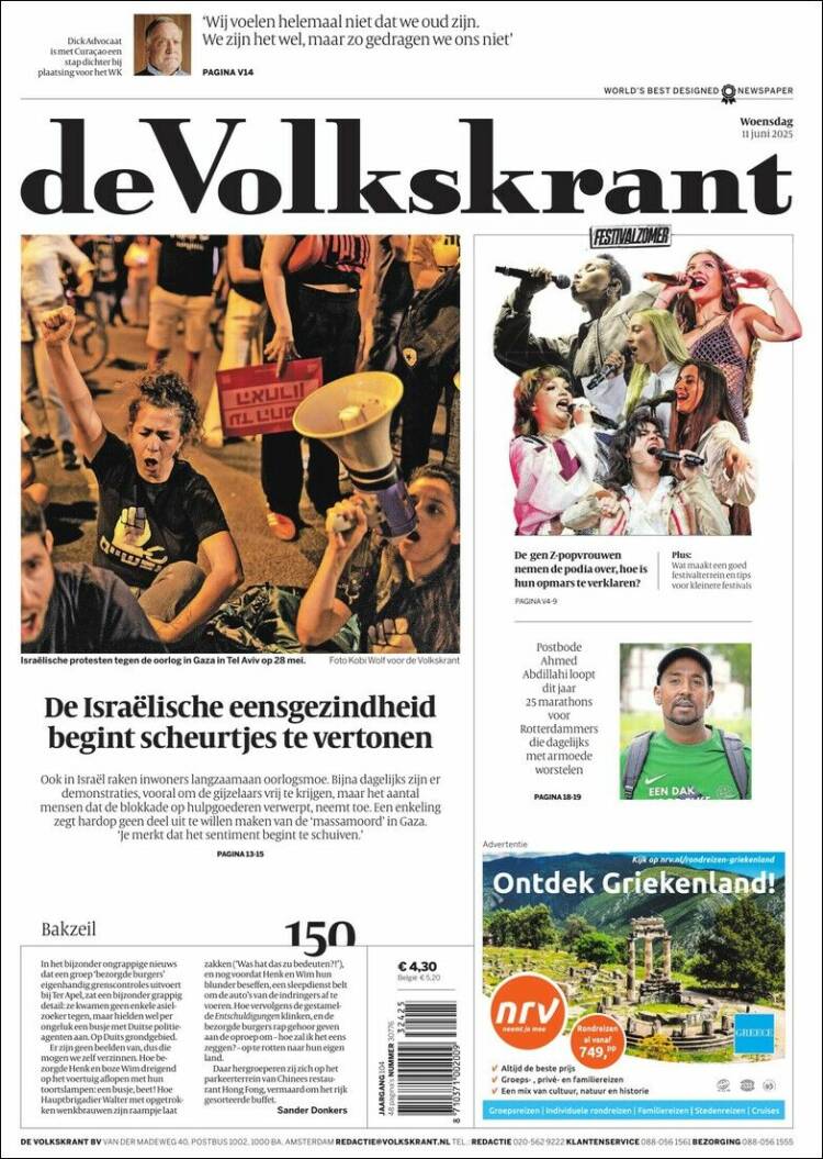 Portada de De Volkskrant (Países Bajos)