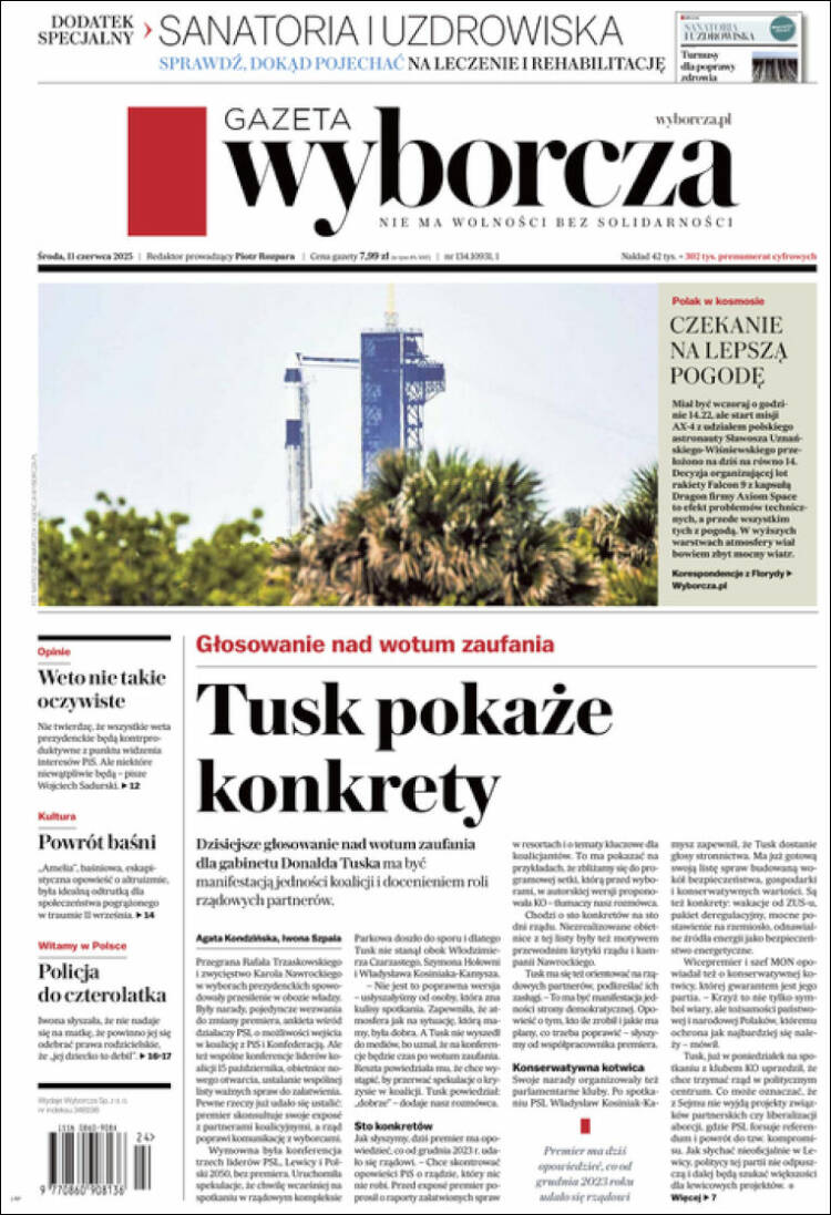 Portada de Gazeta Wyborcza (Polonia)