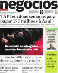 Portada de Jornal de Negócios (Portugal)