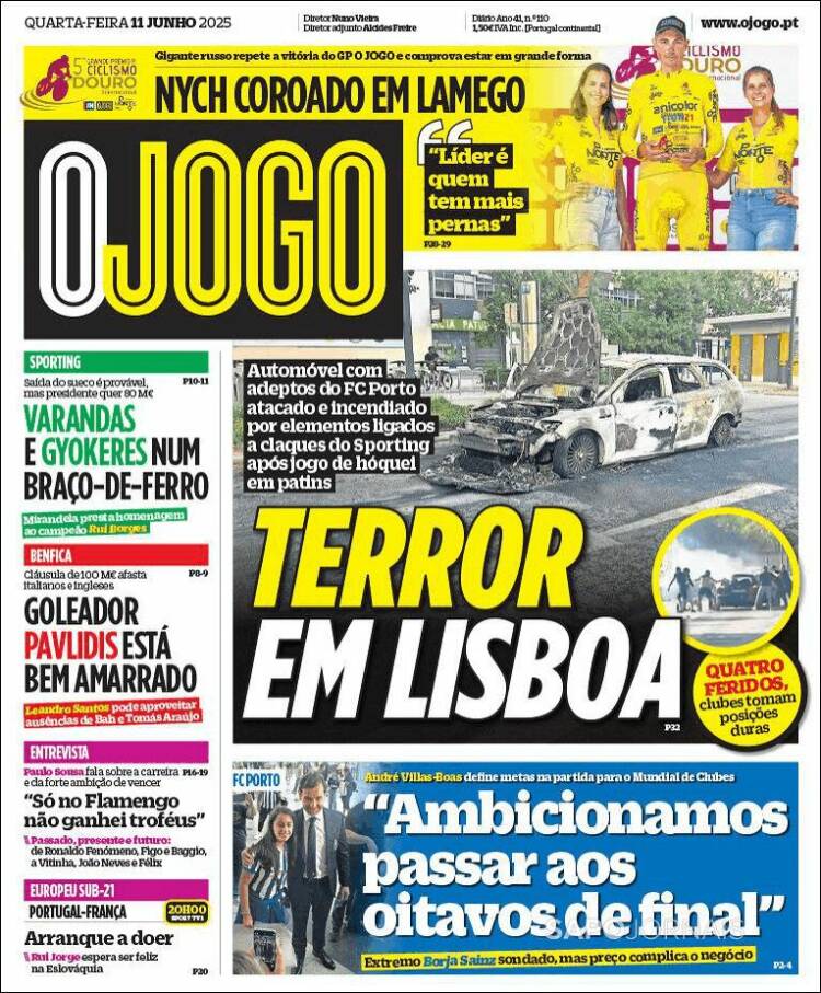Portada de O Jogo (Portugal)