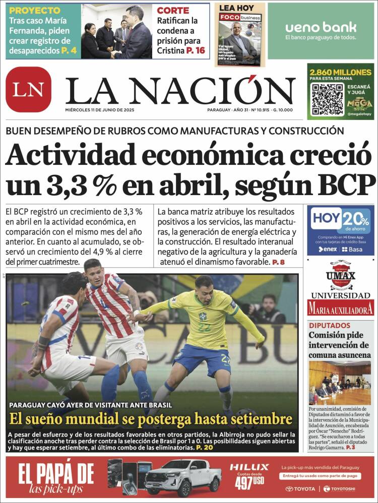 Portada de La Nación (Paraguay)