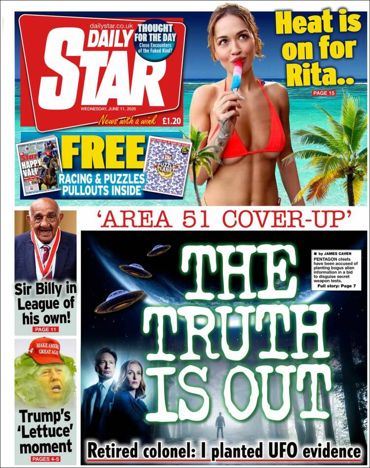 Portada de Daily Star (Reino Unido)