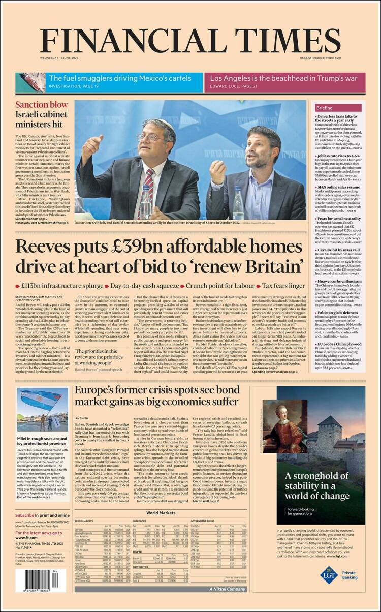 Portada de Financial Times (Reino Unido)