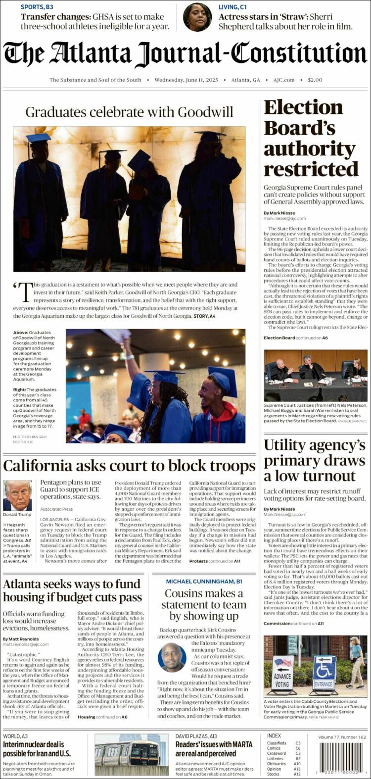 Portada de The Atlanta Journal-Constitution (États-Unis)