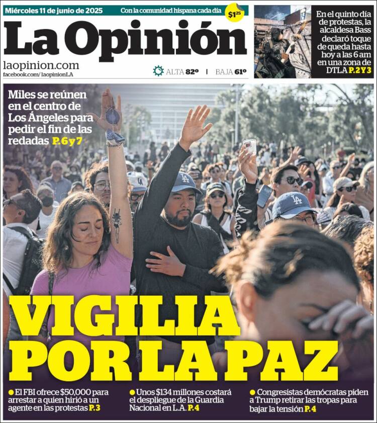 Portada de La Opinión (USA)