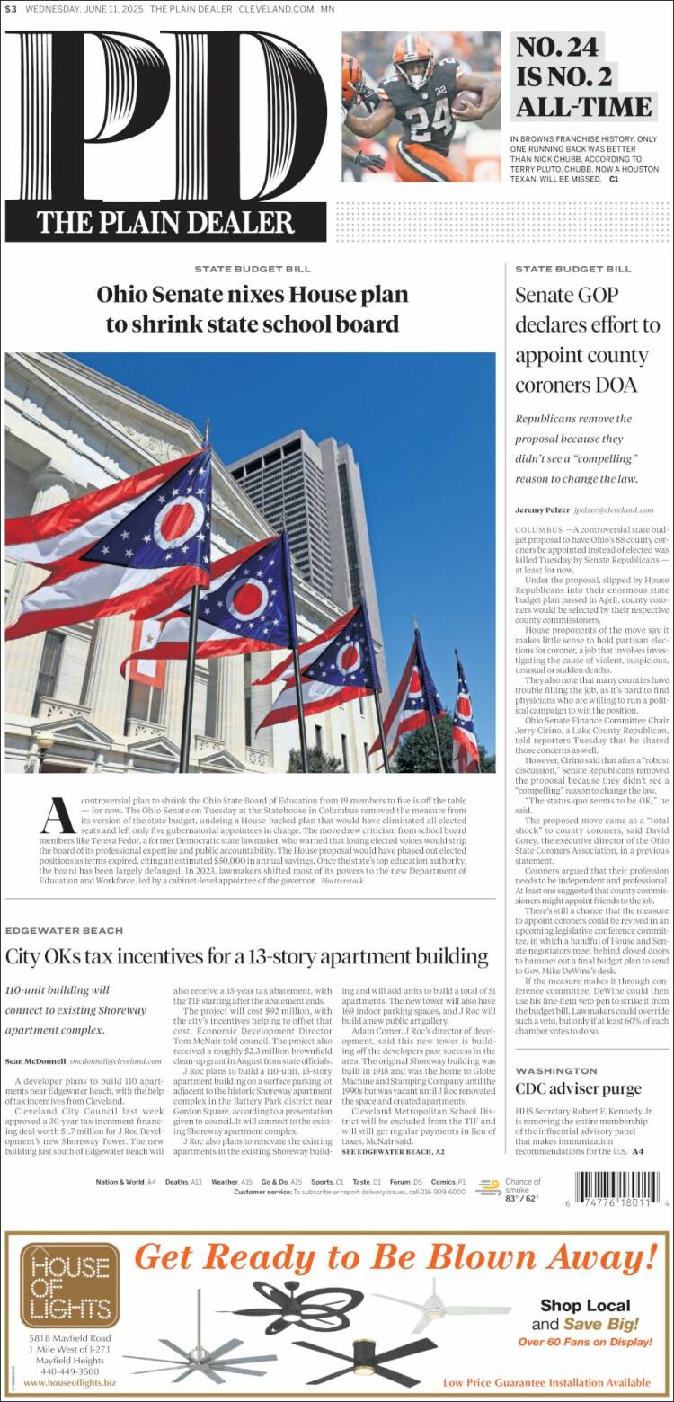 Portada de The Plain Dealer (USA)