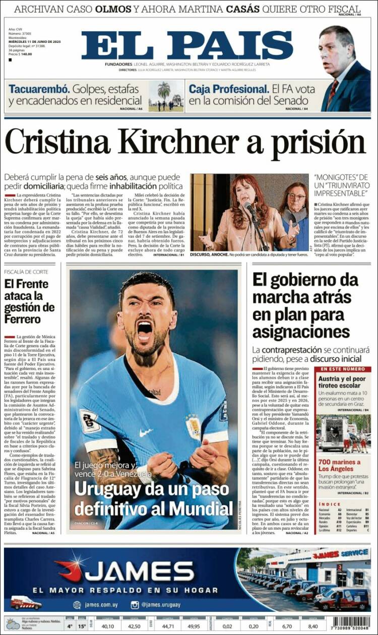 Portada de El País (Uruguay)