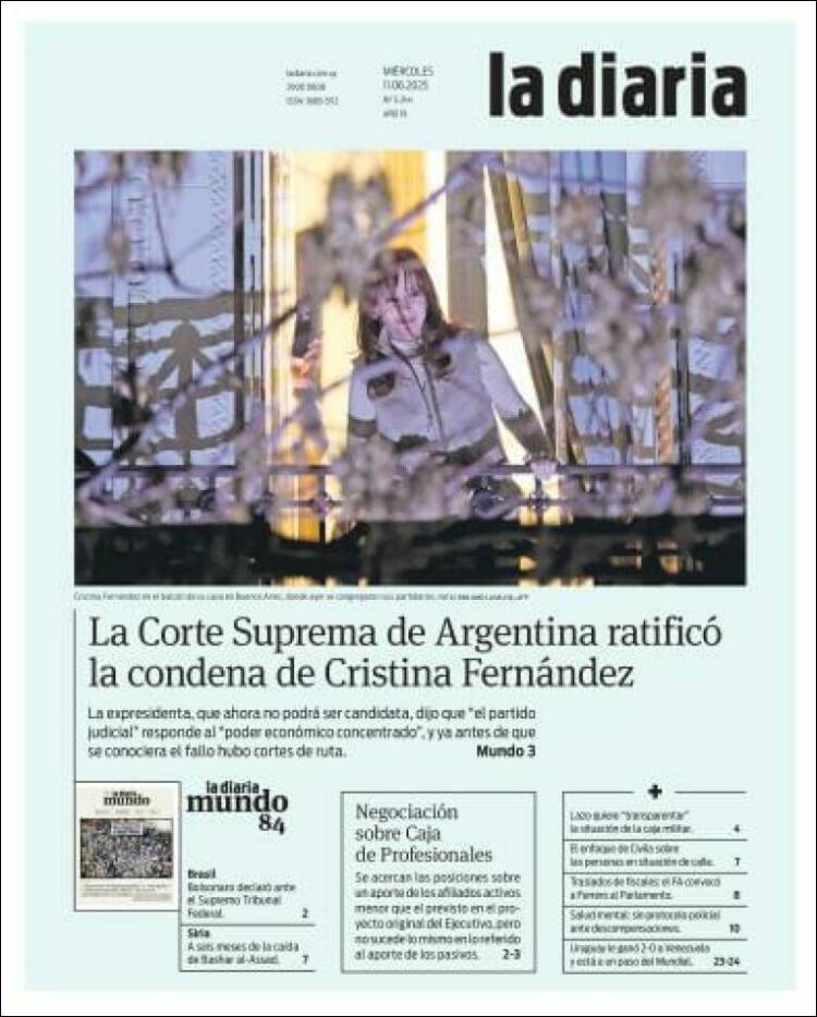Portada de La Diaria (Uruguay)