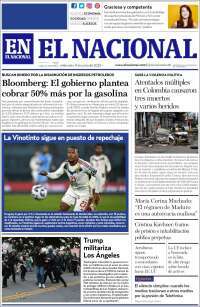 Portada de El Nacional (Venezuela)