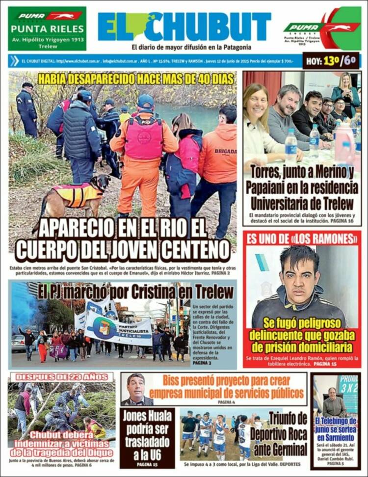 Portada de El Chubut (Argentina)