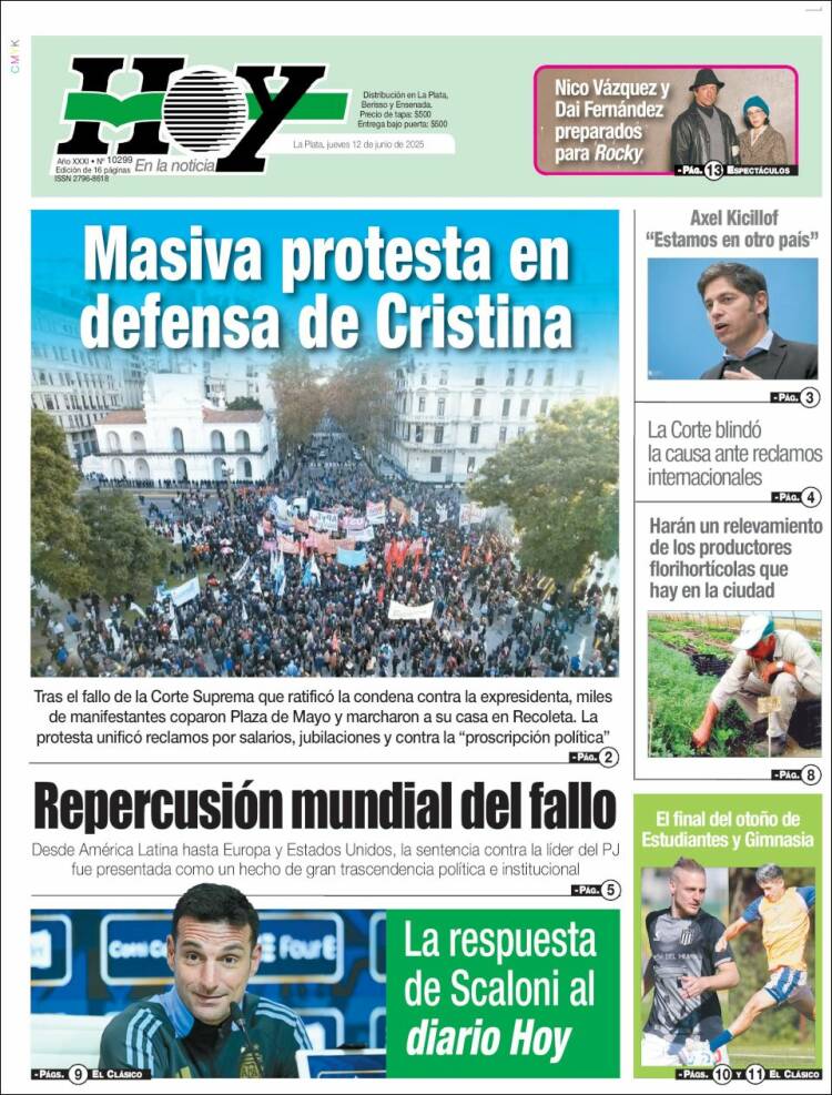 Portada de Diario Hoy (Argentina)