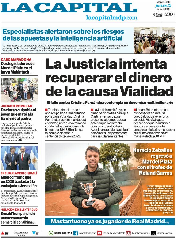 Portada de Diario La Capital - Mar del Plata (Argentina)