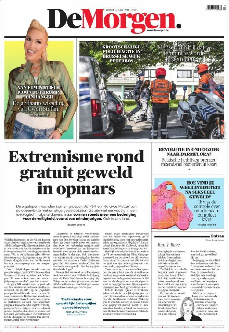 Portada de De Morgen (Bélgica)