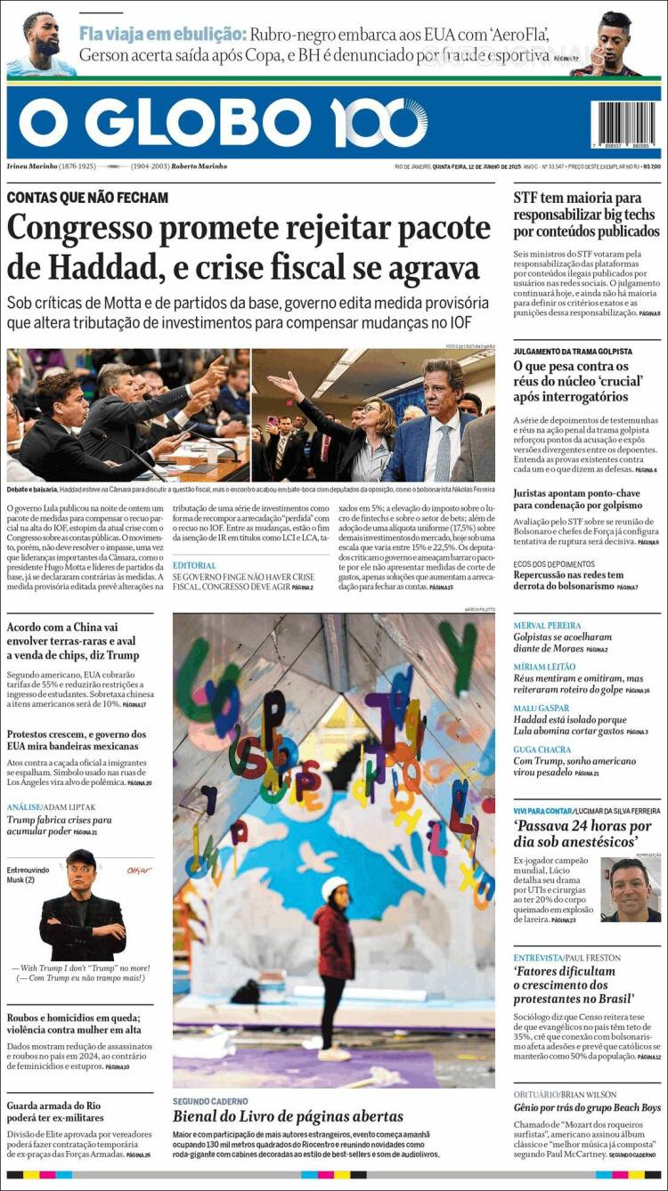 Portada de O Globo (Brasil)