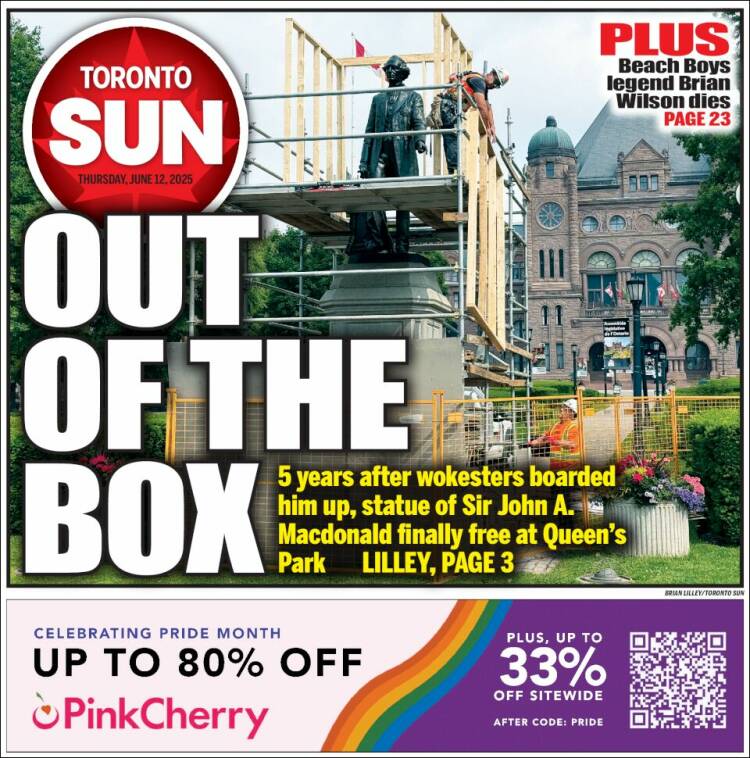 Portada de The Toronto Sun (Canadá)