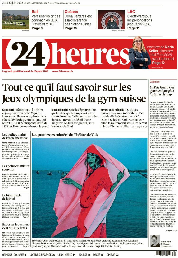 Portada de 24 Heures (Suiza)