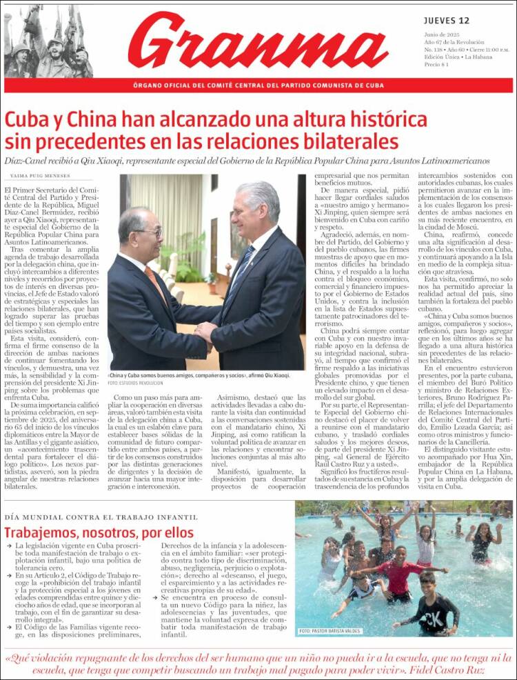 Portada de Granma (Cuba)