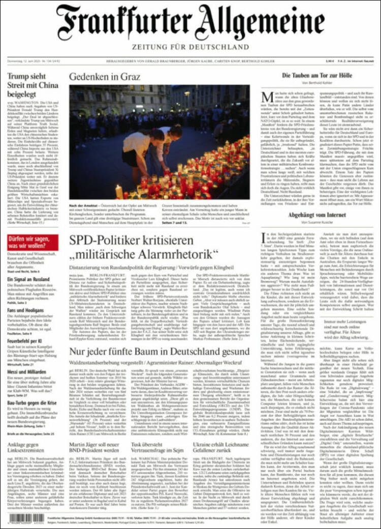 Portada de Frankfurter Allgemeine (Alemania)