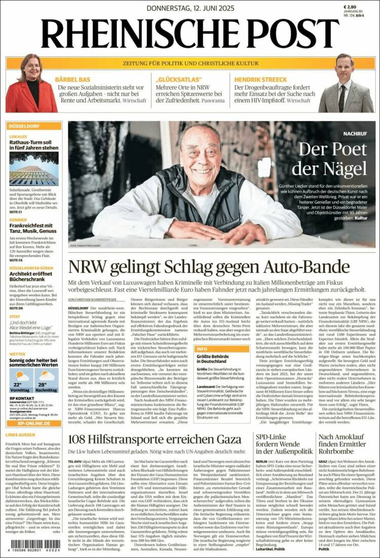 Portada de Rheinische Post (Alemania)