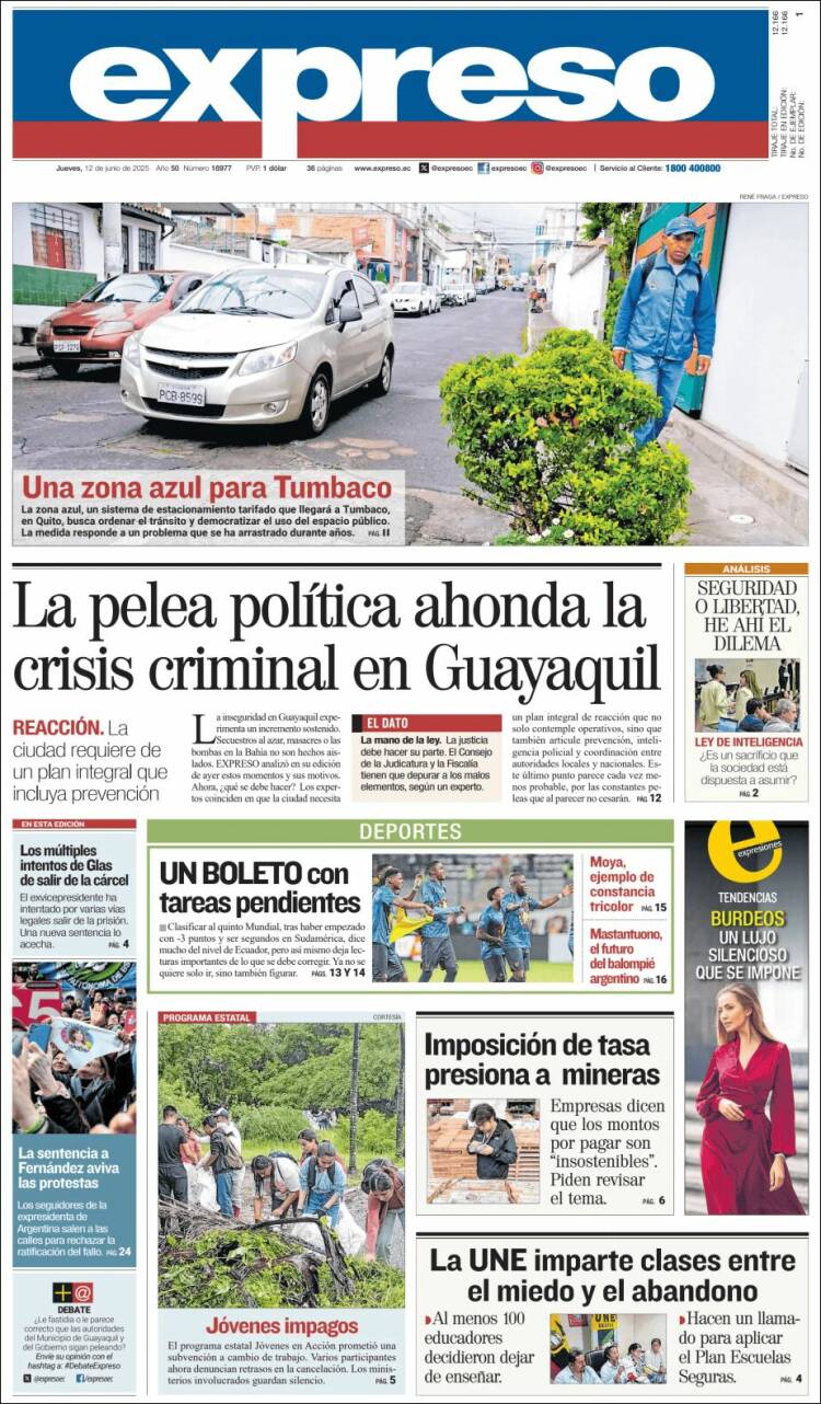 Portada de Expreso (Ecuador)