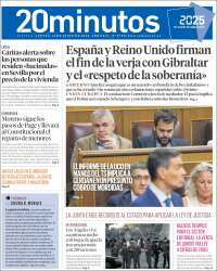 Portada de 20 Minutos - Sevilla (España)