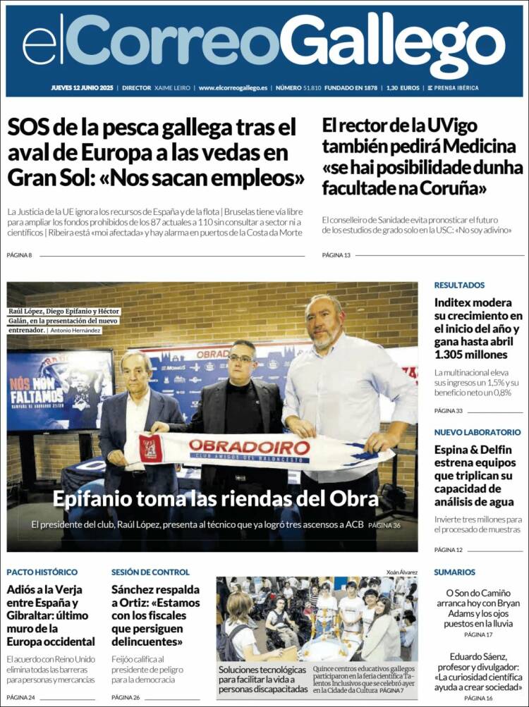 Portada de El Correo Gallego (España)