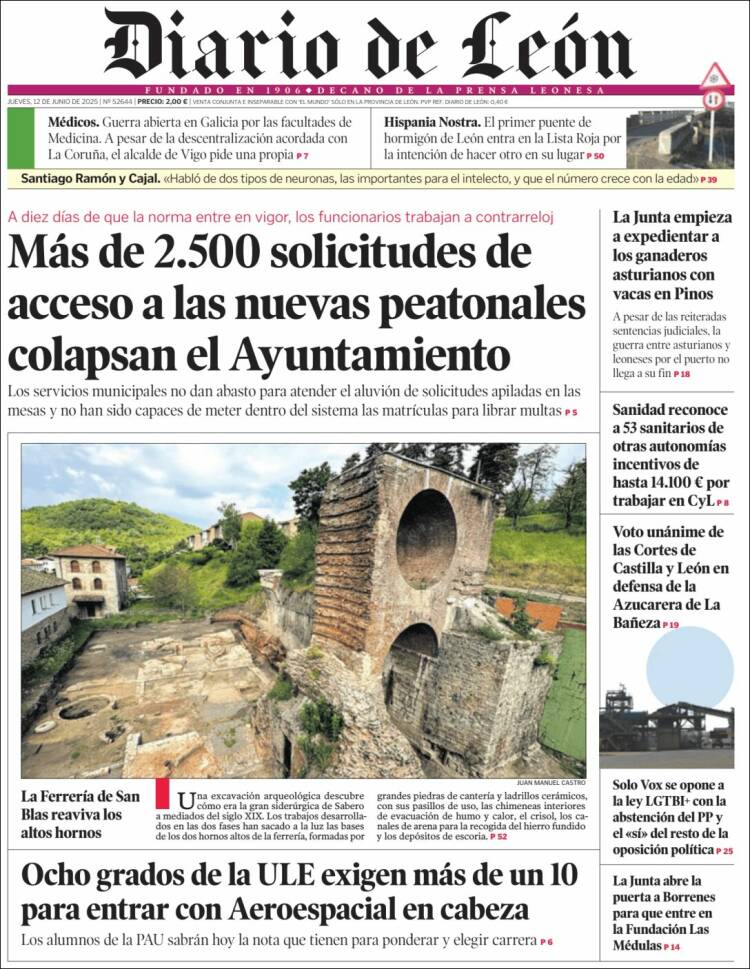 Portada de Diario de León (España)