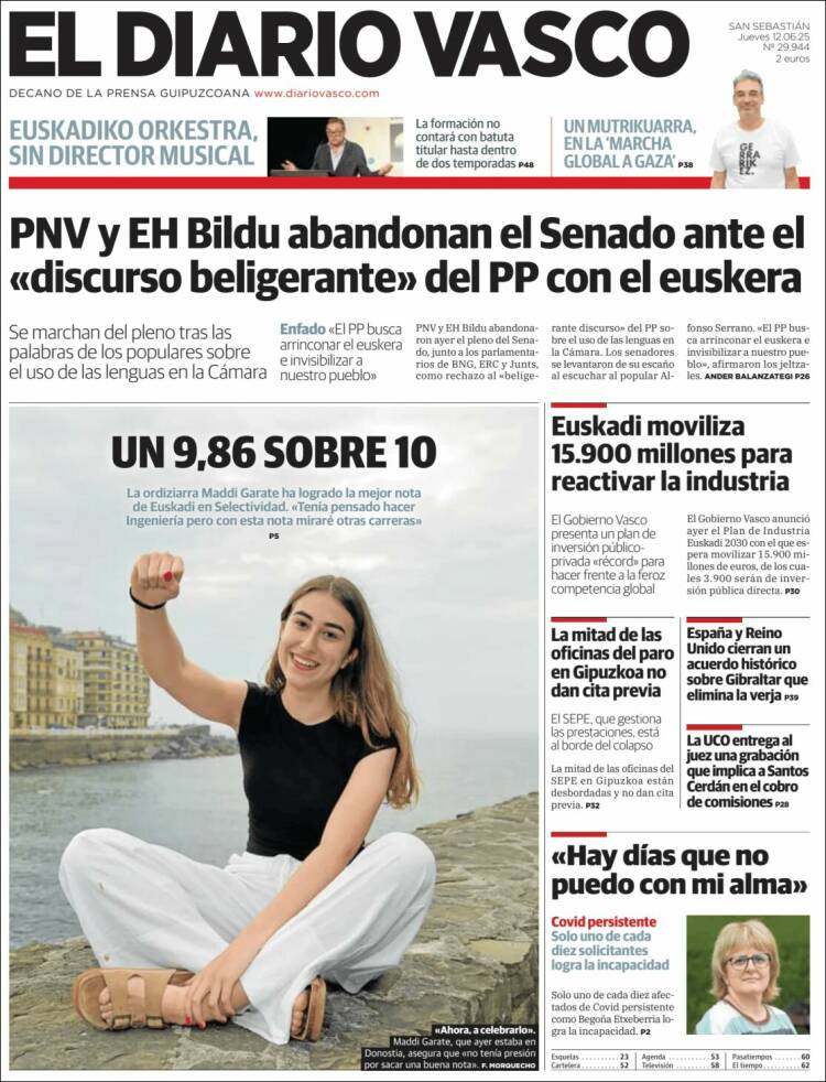 Portada de Diario Vasco (España)