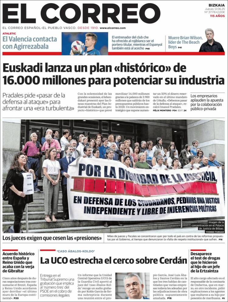 Portada de El Correo (España)
