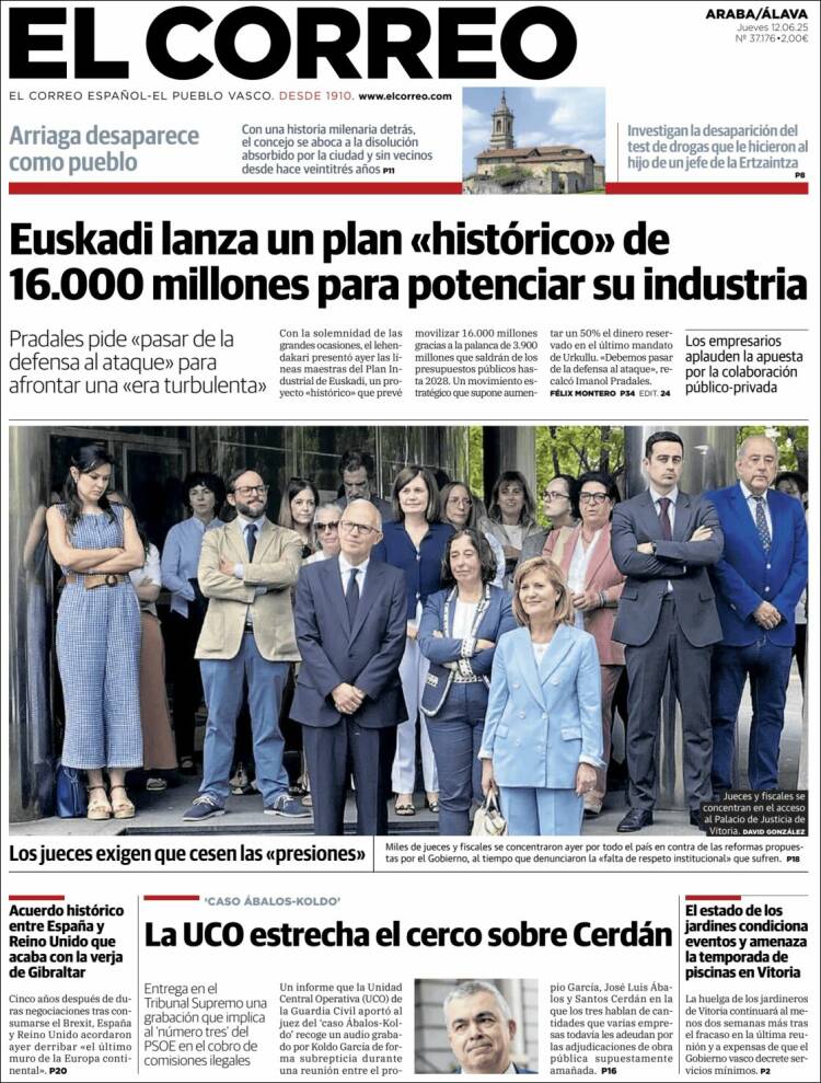 Portada de El Correo - Álava (España)