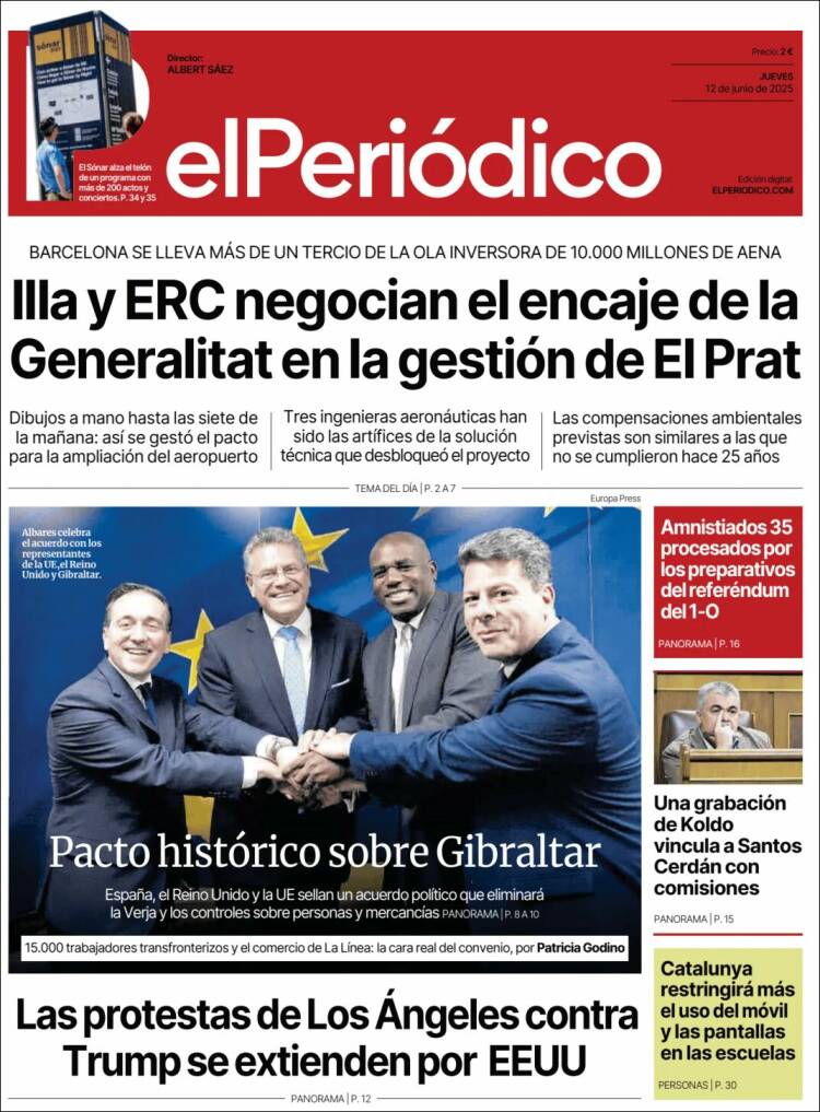 Portada de El Periódico (España)