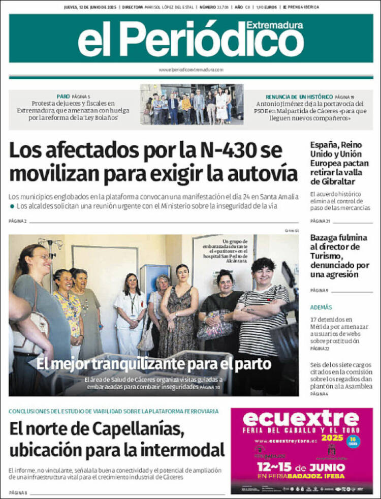 Portada de El Periódico de Extremadura (España)