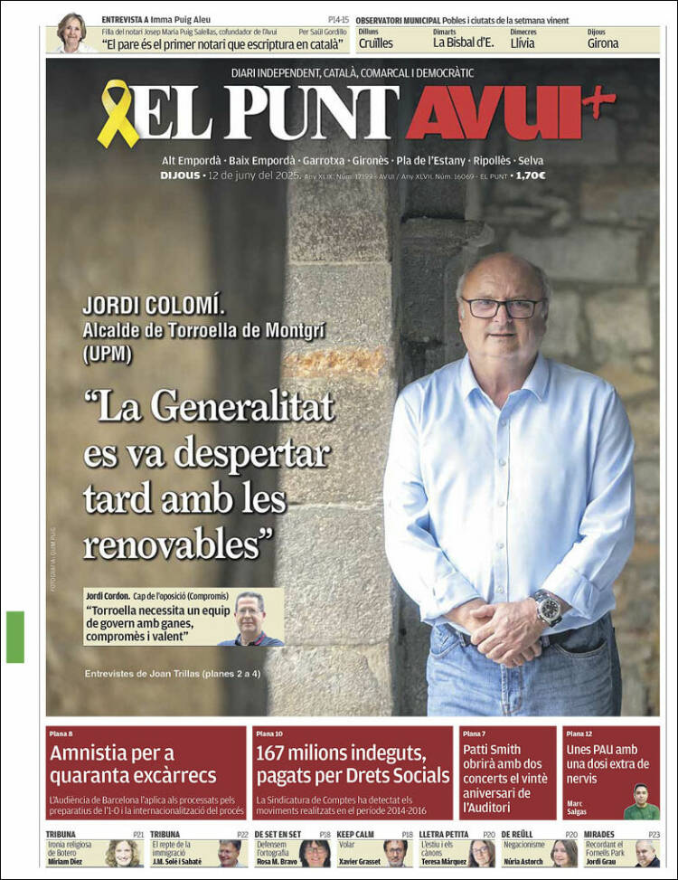 Portada de El Punt Avui - Girona (España)