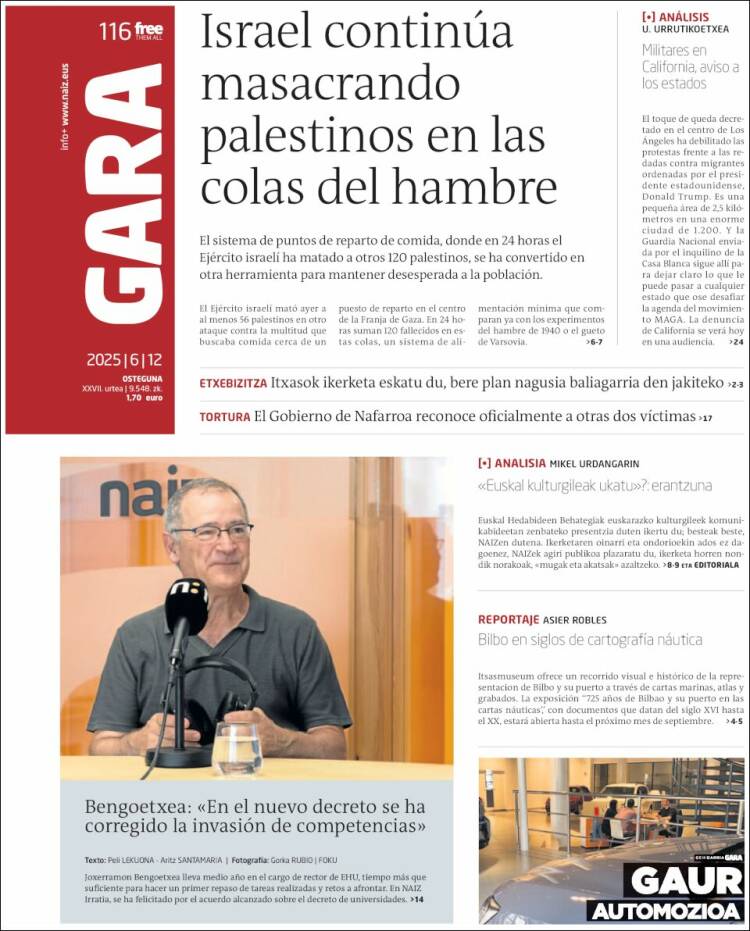 Portada de Gara (España)