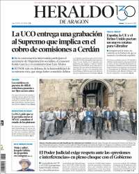 Portada de Heraldo de Aragón (España)